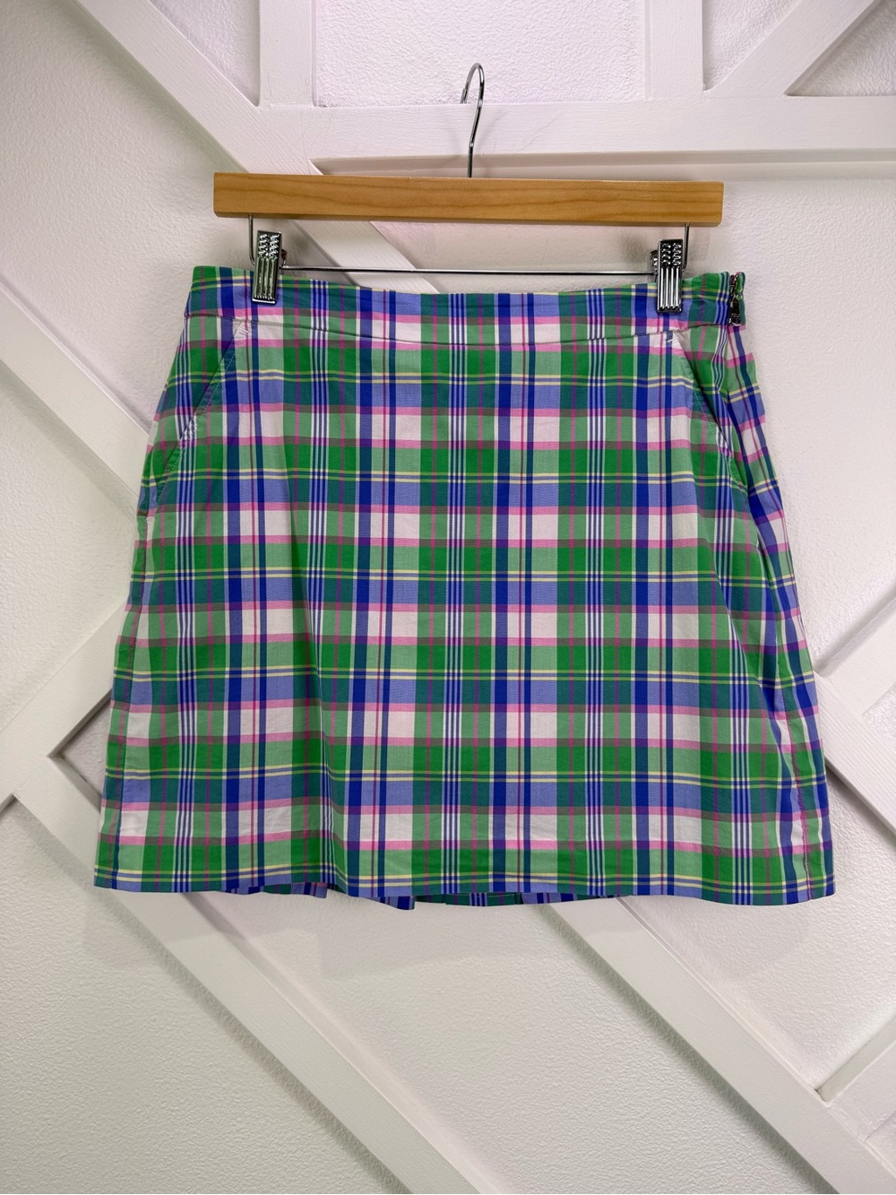 Polo Golf Ralph Lauren Plaid Pleated Golf Skort Skirt Green Pink Blue Size 4